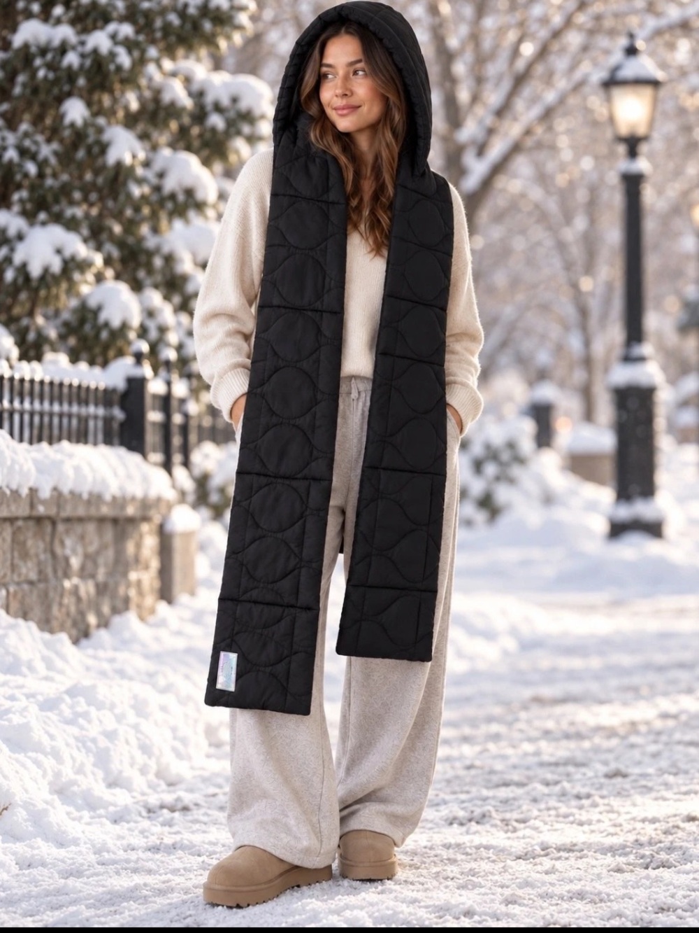 NWT Free People Movement XL Hooded Quilt Scarf